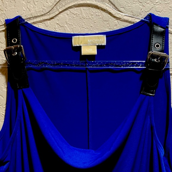 Michael Kors Dresses & Skirts - New NWT blue Michael Kors dress with leather buckle straps in size Large